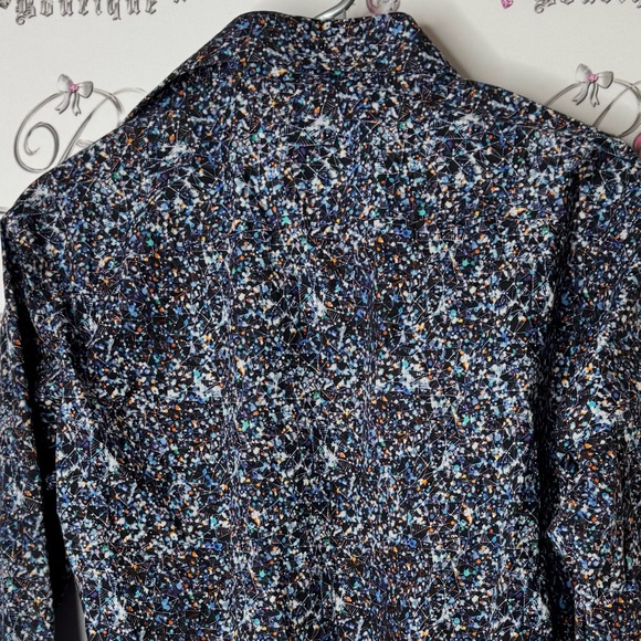 Jared Lang button down galaxy π cosmos Multicolor Patterned Shirt splatter π« - Picture 5 of 9